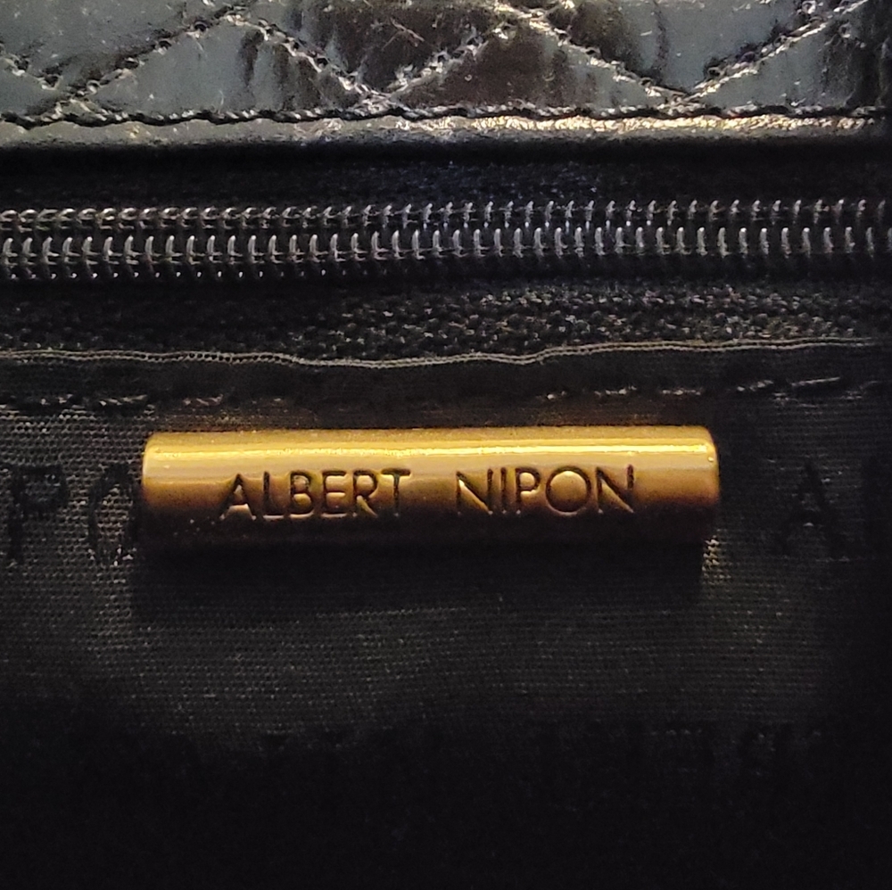 NWT Vintage Albert Nipon Black Patent Leather Quilted Bag - Picture 4 of 11